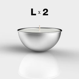 2 Ricariche grandi formato L per candele Aura Effusione in alluminio, vista frontale