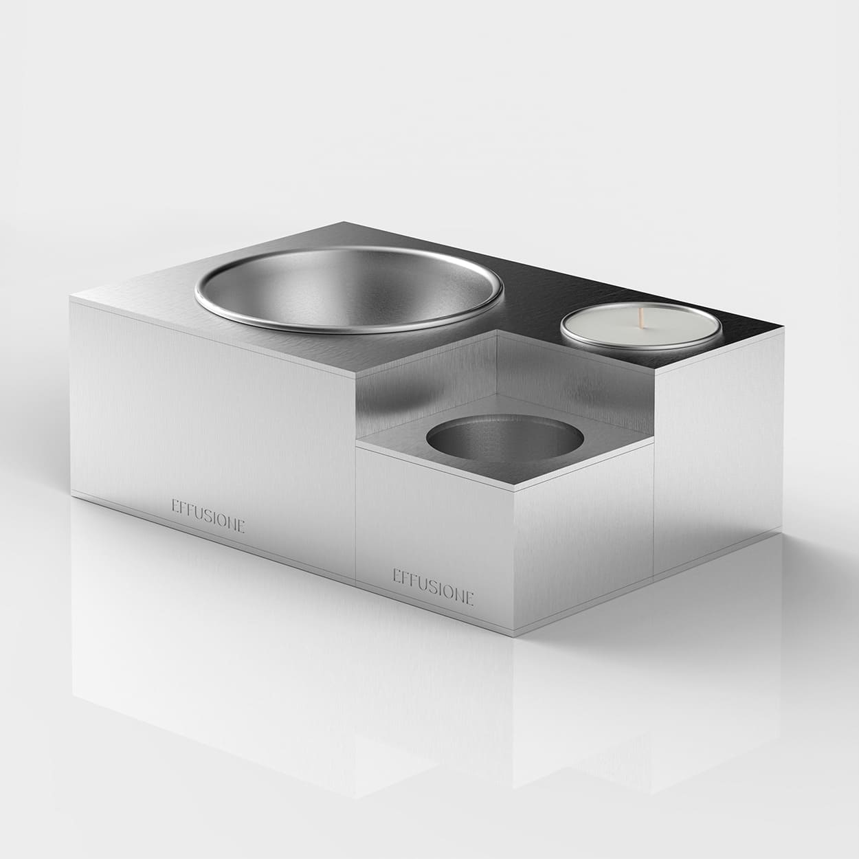 Collezione Aura Effusione, set di candele magnetiche componibili in alluminio di design con ricariche