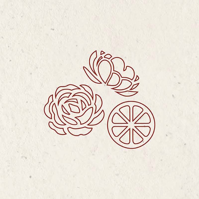 Texture e icona fiori e limone fragranza Oasi Zegna Effusione
